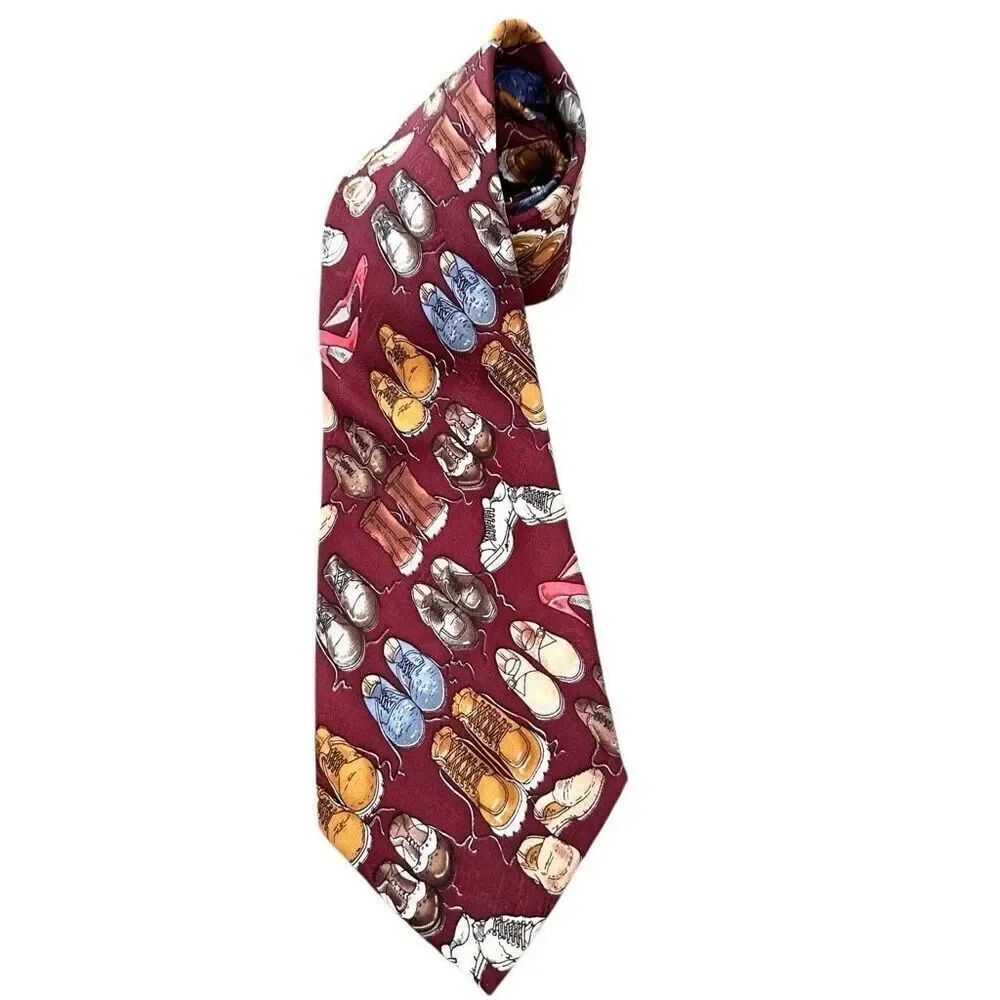 Nicole Miller vintage silk burgundy tie with shoes